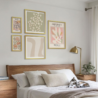 Ensemble de 5 tableaux Intérieur élégant à fleurs abstraites