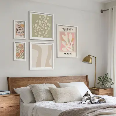 Tableaux décoratifs fleurs abstraites ensemble de 5 pièces pour intérieur élégant