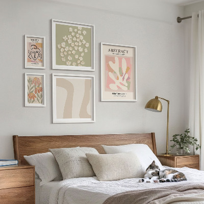 Ensemble de 5 tableaux Intérieur élégant à fleurs abstraites