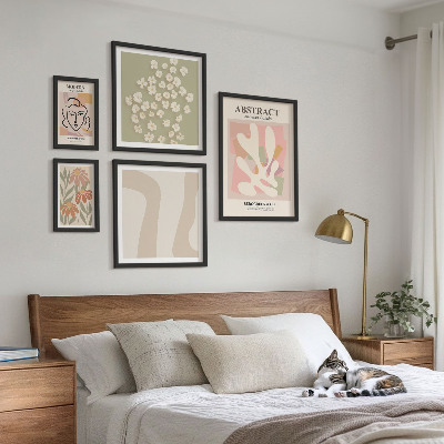 Ensemble de 5 tableaux Intérieur élégant à fleurs abstraites