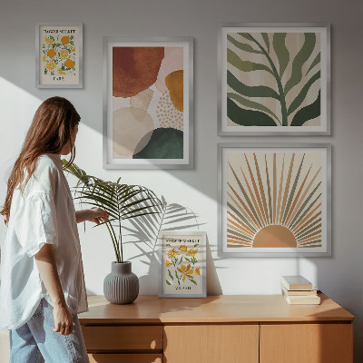Tableau de décoration murale Géométrie graphique végétale élégante