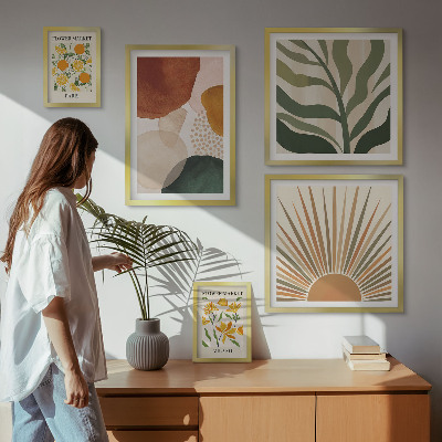 Tableau de décoration murale Géométrie graphique végétale élégante