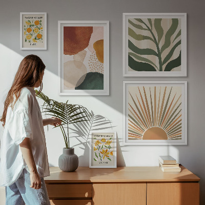 Tableau de décoration murale Géométrie graphique végétale élégante