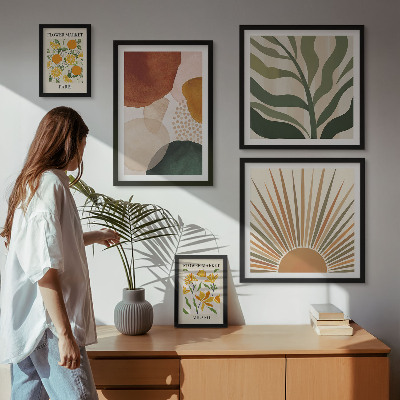 Tableau de décoration murale Géométrie graphique végétale élégante
