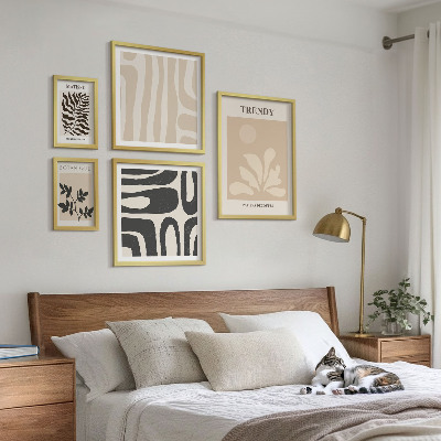 Lot de tableaux encadrés Motifs décoratifs végétaux élégants