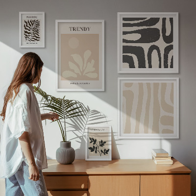Lot de tableaux encadrés Motifs décoratifs végétaux élégants