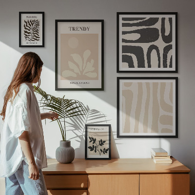 Lot de tableaux encadrés Motifs décoratifs végétaux élégants