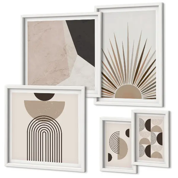 Formes géométriques abstraites ensemble de 5 tableaux