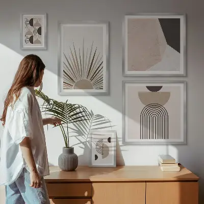 Formes géométriques abstraites ensemble de 5 tableaux