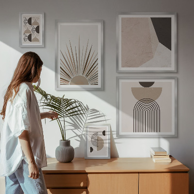 Ensemble de 5 tableaux Formes géométriques abstraites
