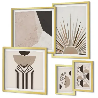 Formes géométriques abstraites ensemble de 5 tableaux