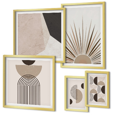 Ensemble de 5 tableaux Formes géométriques abstraites
