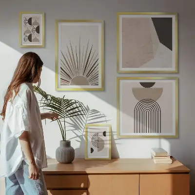 Formes géométriques abstraites ensemble de 5 tableaux