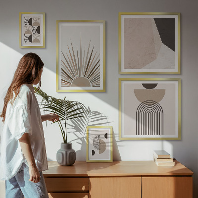 Ensemble de 5 tableaux Formes géométriques abstraites