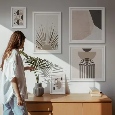 Formes géométriques abstraites ensemble de 5 tableaux