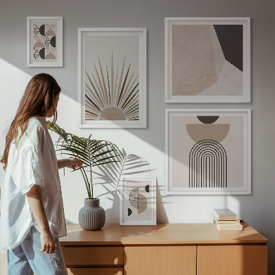 Ensemble de 5 tableaux Formes géométriques abstraites