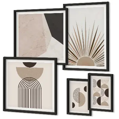 Formes géométriques abstraites ensemble de 5 tableaux