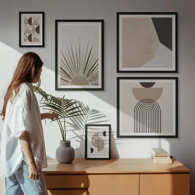 Formes géométriques abstraites ensemble de 5 tableaux