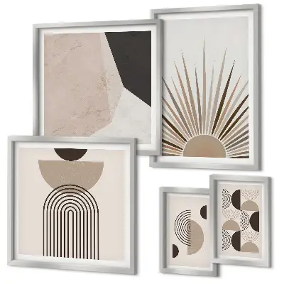 Formes géométriques abstraites ensemble de 5 tableaux