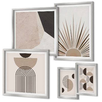 Ensemble de 5 tableaux Formes géométriques abstraites