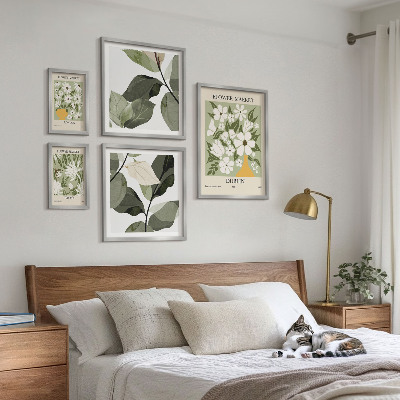 Ensemble de 5 tableaux Motifs floraux Londres Dublin Tokyo