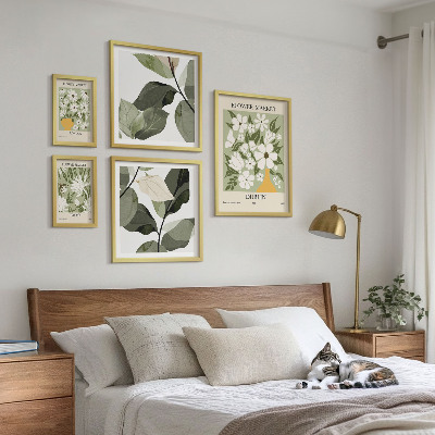 Ensemble de 5 tableaux Motifs floraux Londres Dublin Tokyo