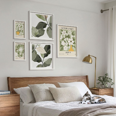 Ensemble de 5 tableaux Motifs floraux Londres Dublin Tokyo