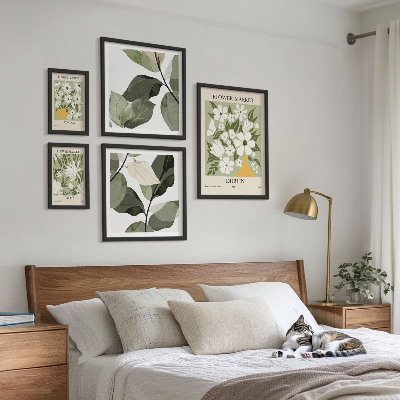 Ensemble de 5 tableaux Motifs floraux Londres Dublin Tokyo