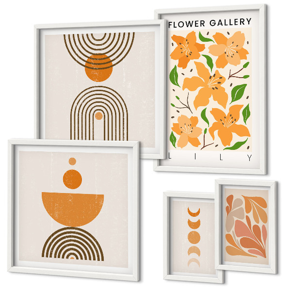 Tableau de décoration murale Fleurs et géométrie stylisées