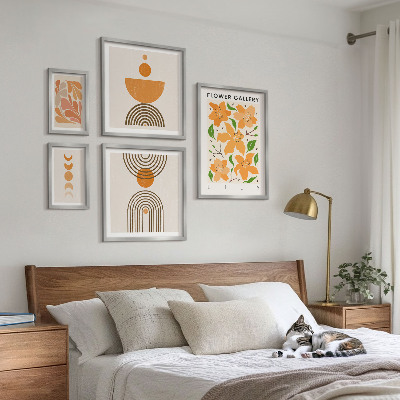 Tableau de décoration murale Fleurs et géométrie stylisées