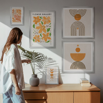 Tableau de décoration murale Fleurs et géométrie stylisées