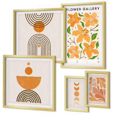 Tableau de décoration murale Fleurs et géométrie stylisées
