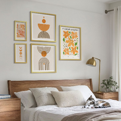 Tableau de décoration murale Fleurs et géométrie stylisées