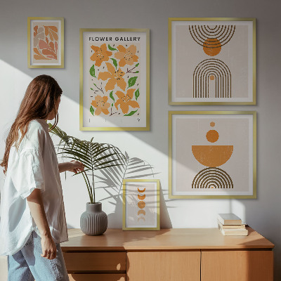 Tableau de décoration murale Fleurs et géométrie stylisées