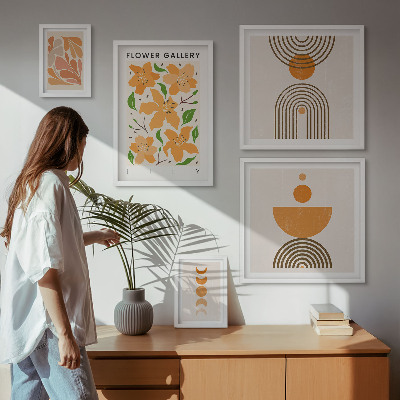 Tableau de décoration murale Fleurs et géométrie stylisées