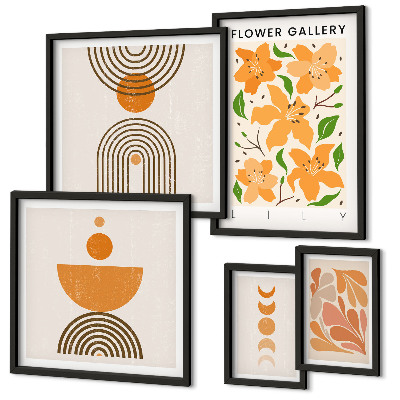 Tableau de décoration murale Fleurs et géométrie stylisées