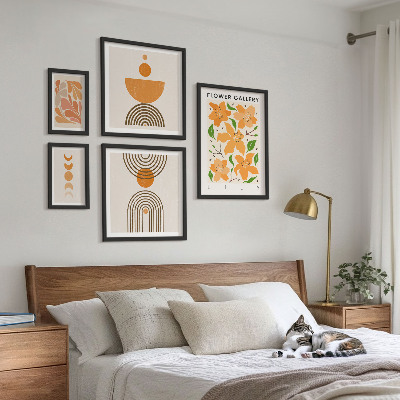 Tableau de décoration murale Fleurs et géométrie stylisées