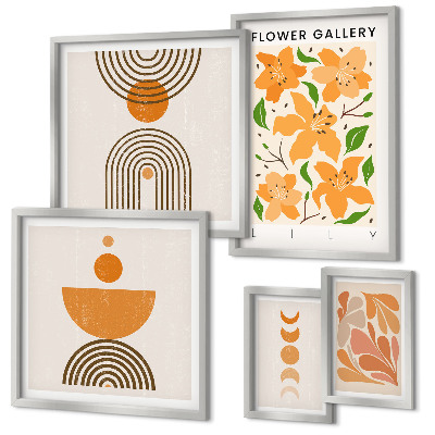 Tableau de décoration murale Fleurs et géométrie stylisées