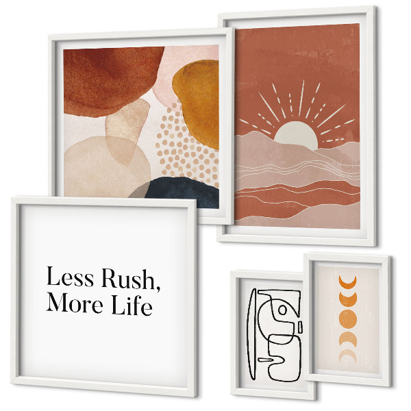 Lot de tableaux encadrés Graphismes abstraits stylés du soleil
