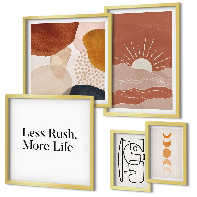 Lot de tableaux encadrés Graphismes abstraits stylés du soleil