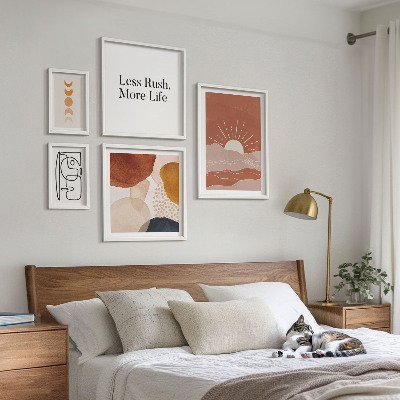 Lot de tableaux encadrés Graphismes abstraits stylés du soleil