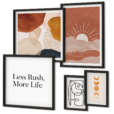 Lot de tableaux encadrés Graphismes abstraits stylés du soleil