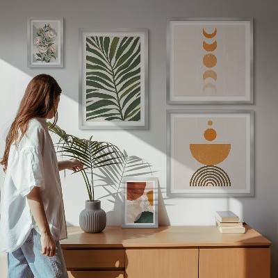 Ensemble de 5 tableaux Motifs végétaux formes bohèmes