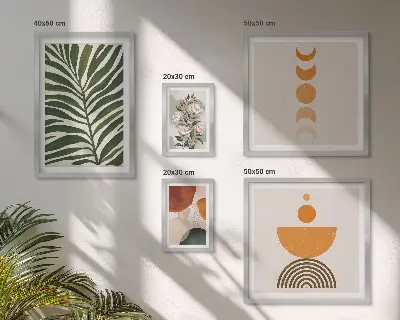 Ensemble de 5 tableaux motifs végétaux et formes bohèmes