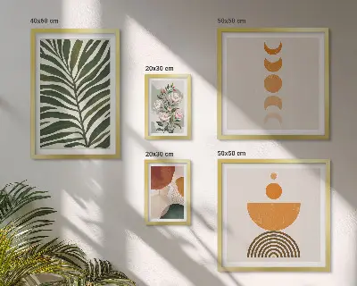 Ensemble de 5 tableaux motifs végétaux et formes bohèmes
