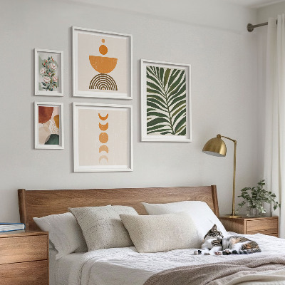 Ensemble de 5 tableaux Motifs végétaux formes bohèmes