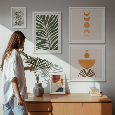 Ensemble de 5 tableaux Motifs végétaux formes bohèmes