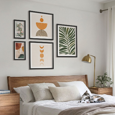 Ensemble de 5 tableaux Motifs végétaux formes bohèmes