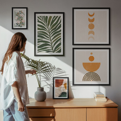 Ensemble de 5 tableaux Motifs végétaux formes bohèmes