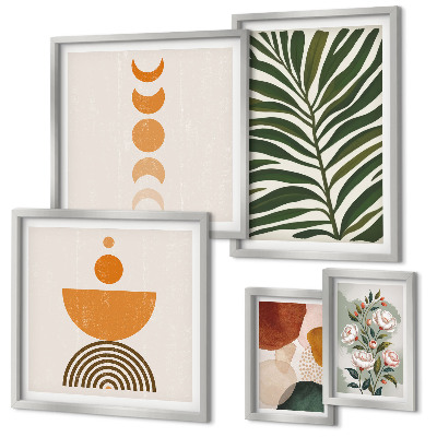 Ensemble de 5 tableaux Motifs végétaux formes bohèmes